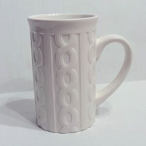 Bay Island White Cable Knit Sweater Pattern Tall Ceramic Mug